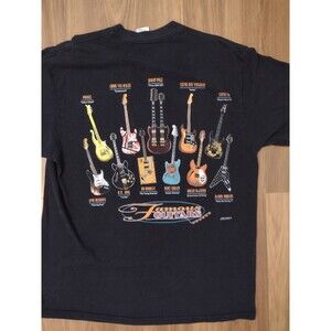 Vintage Famous Guitars Shirt Mens X Large Black Band Legend Music Tee 90s